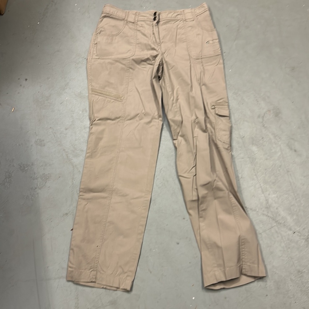 Chico’s Women’s Cream/Tan Pants with Many Compartments 0